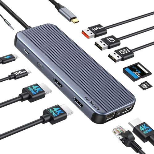 USB C Docking Station 3 HDMI Triple Display Dockingstation 3 Monitor Multiport Adapter Dual HDMI Laptop Dual Monitor Dock mit 3 HDMI 4K,10Gbps USB3.1,