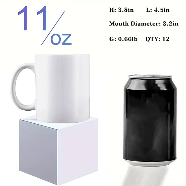 KOCDAM 12 PACK SUBLIMATION MUGS,11 OZ WHITE COFFEE MUGS WITH WHITE GIFT BOXES,TAZAS PARA,CERAMIC BLANK COFFEE MUGS FOR COFFEE, TEA, LATTE, SOUP, MILK, HOT COCOA