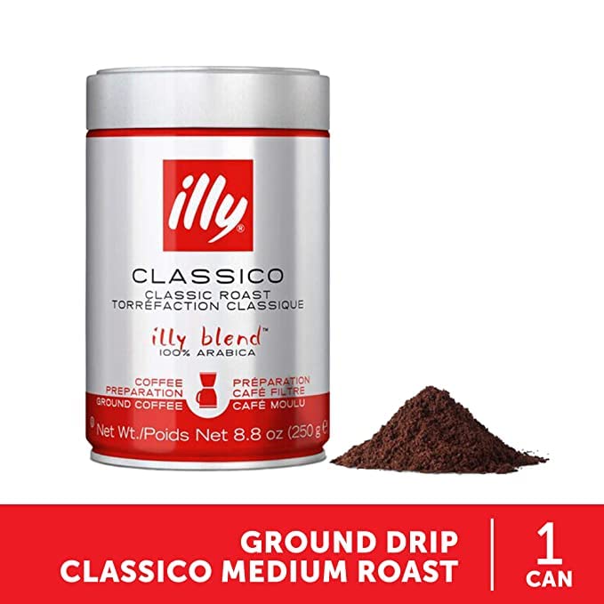 illy Classico Ground Drip Coffee, Medium Roast, Classic Roast with