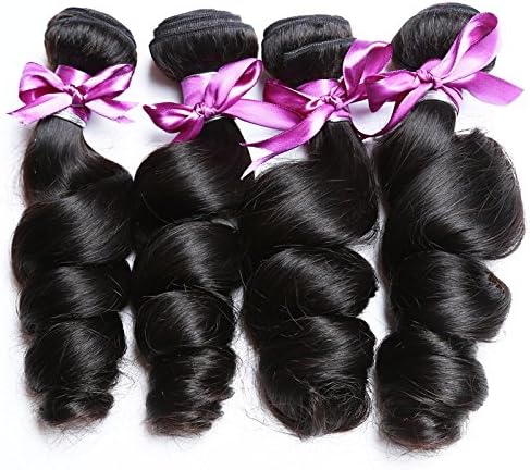 Perstar Hair 7A Grade Brazilian Loose Wave hair Virgin Remy Human Hair Weave 4 Bundles Uprocessed Virgin Hair Natural Color (16 18 20 22, Natural Color)