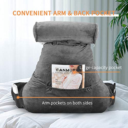 ACWARM HOME Reading Pillow, Bed Rest Pillow with Shredded Memory Foam