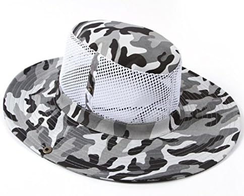 Aniywn Clearance Price! Summer Cool Men Bucket Hunting Fishing Outdoor Cap Brim Military Army Camouflage Caps (Free Size, White)