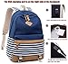 Girls School Backpack Striped Canvas Backpack High School Bag Women Casual College Laptop Backpack Coin Purse Blue