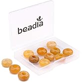 BEADIA Natural Yellow Jade Rondelle Stone with Large Hole (5.5mm) Loose Semi Gemstone Beads for Jewelry Making 14mmx7.5mm 12pcs