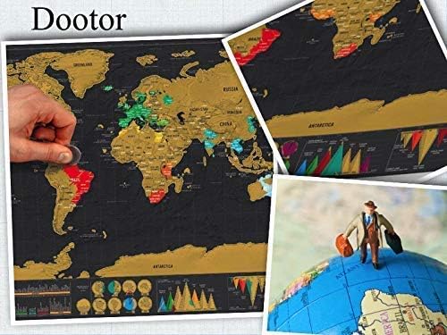Scratch Off World Map - Deluxe Tube Map Gift and Includes Precision Scratch Tool and Travel Memory Stickers
