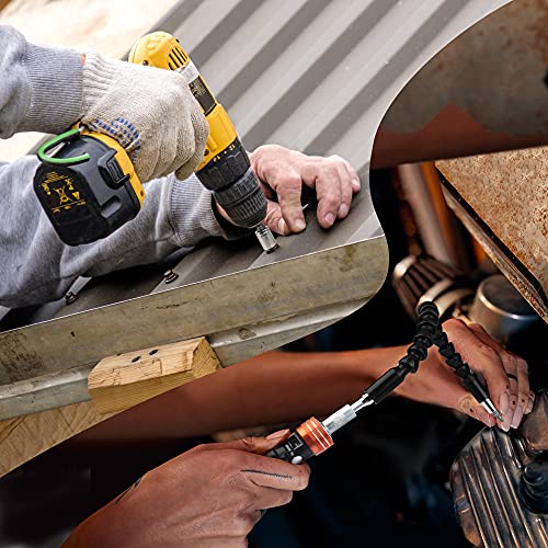 JelBo 11.8 Inch Flexible Shaft Extension Bits, Impact Driver Socket Adapter, 1/4 Hex Shank Magnetic Screwdriver Bit Holder Connect Link, Drill Socket Adapter for Power Drill.