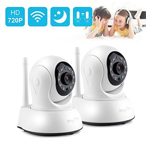 SANNCE Full HD 720p WiFi Wireless IP Security Camera with Night Vision and Phone App, Smart Wireless 720P PT Camera-- 1.0MP (1280TVL) Surveillance Camera(Pack of 2)