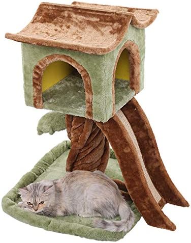 Trees Cats Cozy Deluxe Multi Level Activity Centre Sisal Scratching Hammock Perches Platform And Dangling Play Tower House 70 * 50 * 73.5cm 74 * 52 * 104cm,Green-S