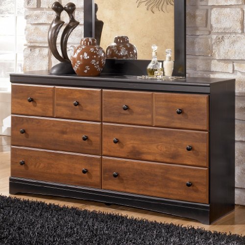 Ashley Furniture Aimwell 6 Drawer Wood Double Dresser in Brown LAVORIST