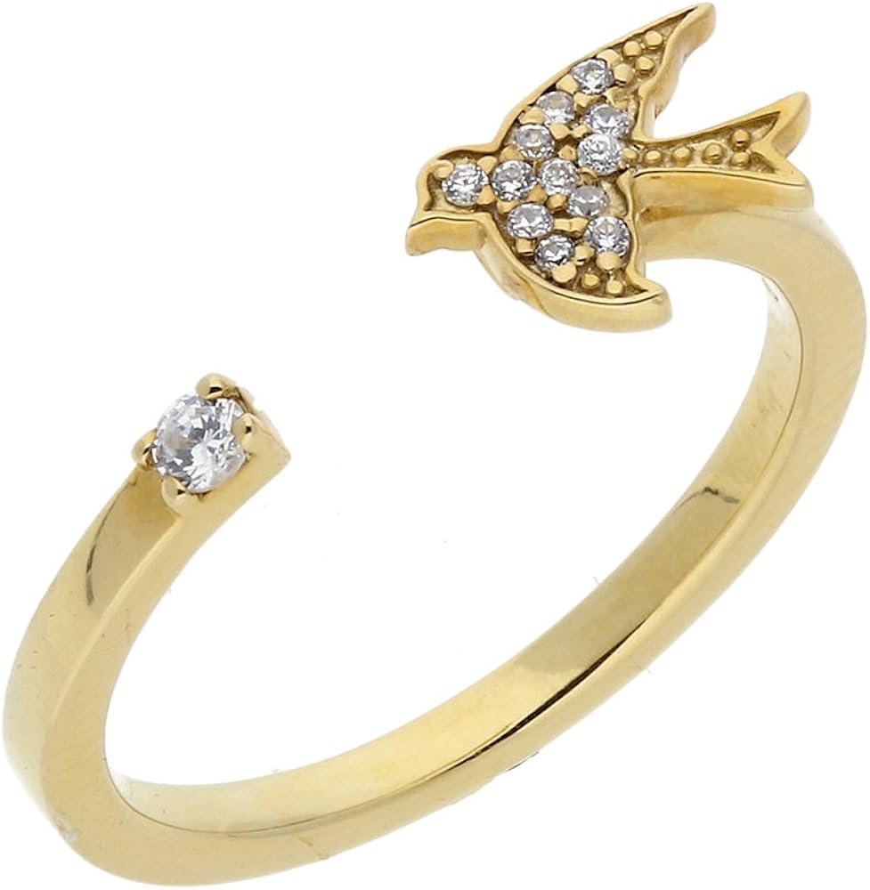IBG 14k Yellow Gold Diamond Dove Ring Jewelry