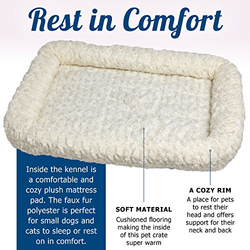 image for Pet Crate Kennel and End Table with Lockable Door and White Velvet Mat