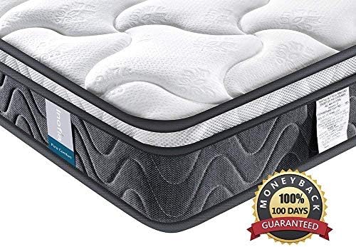 Twin XL Mattress, Inofia Super Comfort Hybrid Innerspring Mattress Set with 3D Knitted Dual-Layered Breathable Cover-8''-Certified by CertiPUR-US-100 Night Trial