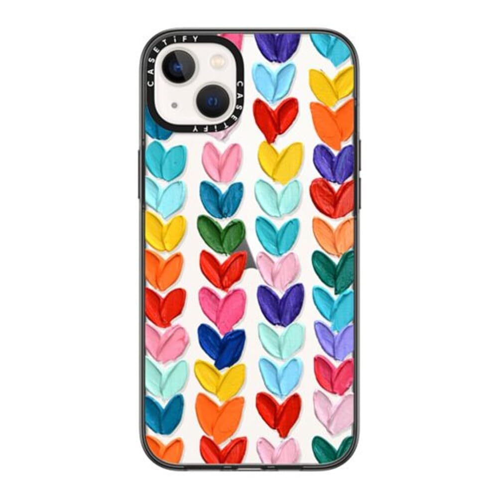CASETiFY Compact iPhone 14 Plus Case [2X Military Grade Drop Tested / 4ft Drop Protection] - Clear Polka Daub Hearts - Clear Black — image 1