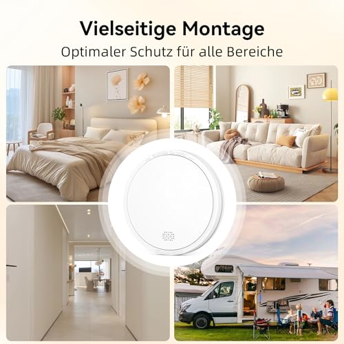 CHZHVAN Smoke Detector 10 Year Battery with Magnetic Holder, European Standard EN14604 Tested Fire Alarm No Drilling 85 dB Smoke Alarm Set of 6