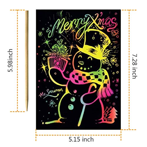 image for AxPower 50 Piece Rainbow Scratch Paper - 5 Wooden Styluses Included - 