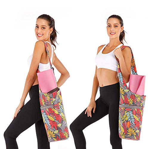 Mookis Yoga Mat Bag | Adjustable Shoulder Strap | Fixed Buckle | Large Size Pocket and Zipper Pocket | Multipurpose and Beautiful Bag (Maple Leaf) - Thumbnail 4