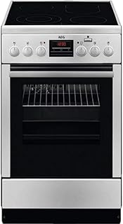 AEG CCB56400BX freistehender Elektroherd / 58L / Edelstahl und Schwarz / 50 cm Backofen mit Glaskeramik-Kochfeld / SteamBake mit Feuchtigkeitszugabe