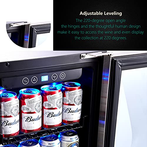 Mini Fridge Kalamera Beverage Cooler, 15 inch Refrigerator With Seamless Stainless Steel Door