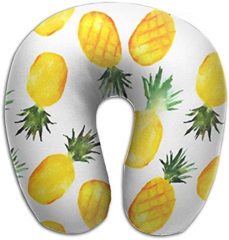 Watercolor Pineapples Cozy Neck Pillow Colorful Funny Travel Pillow Neck Support Plane Pillow Neck Pillow For Sleeping,Travel, Home, Neck Pain, And Many More