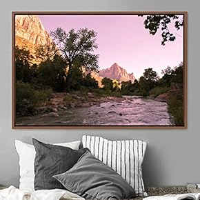 signwin Framed Canvas Wall Art Forest Rivers Group...