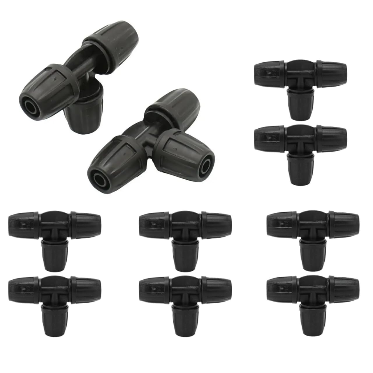 Duokon Tee Connector,10Pcs 8/11 Barbed Tee with Lock Pipe Connector 3-Way Adapter Water Pipe Joints for Hose Drip Irrigation System