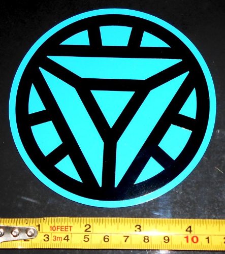 Ironman 2 Arc Reactor - HQ Black on Light Blue 4.5in x 4.5in Vinyl Sticker Decal