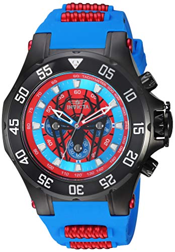 Invicta Men's 'Marvel' Quartz Stainless Steel and Silicone Watch, Color:Blue (Model: 25689)
