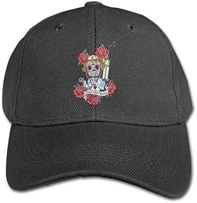 Nurse Sugar Skull Halloween Floral Kids Baseball Cap Plain Washed Low Profile Cotton Trucker Hat