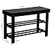 SONGMICS Entryway Wooden Shoe Bench 2-Tier Shoe Rack Organizer Black ULWB66H