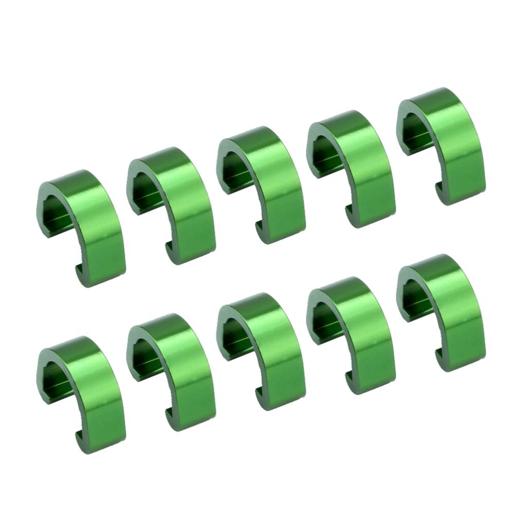 CLISPEED 10pcs Aluminium Alloy Bike Frame U Buckles Metal C Clips Clamps U CLips Bike Brake Gear Cable Housing Fixing Holders for MTB Bike Bicycle (Green)