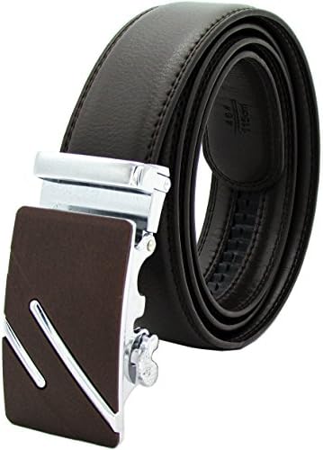 Mens Belts Gozillon Genuine Leather Dress Belt - Automatic Sliding Buckle Ratchet Adjustable Track Belt (115cm, Coffee 2)