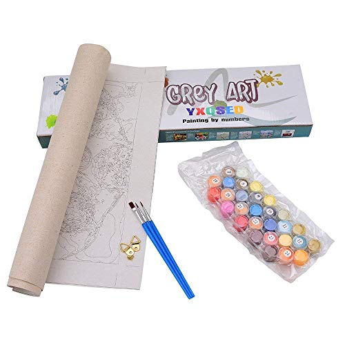 YXQSED Rahmenlos Malen nach Zahlen Neuerscheinungen Neuheiten, Malen nach Zahlen Kits-Leinenmaterial- Wie Vögel In Den Zweigen 16X20 inch – Bild 6