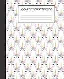 Paperback Composition Notebook: Unicorn Face Pattern College Ruled Notebook Lined School Journal Book
