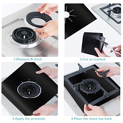 TAOPE Lot de 8 housses de protection pour brûleur à gaz réutilisables anti-adhésifs et résistants à la chaleur Noir 26,9 x 26,9 cm