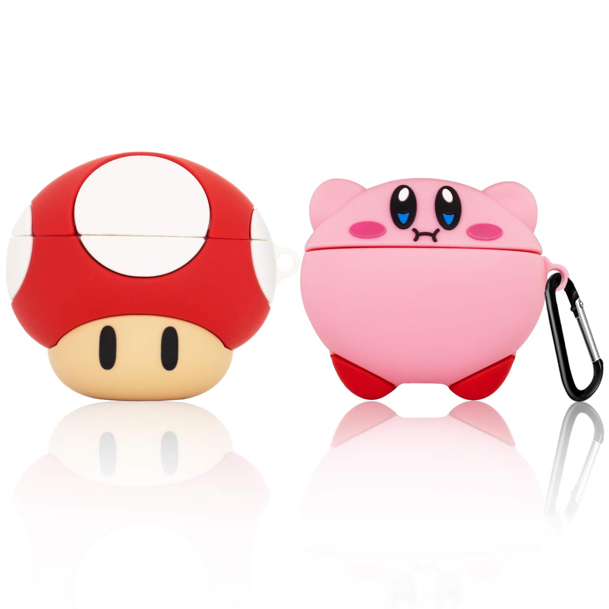 Photo 1 of [2 Pack] TOLUOHU Case for Airpods Pro,3D Cute Cartoon Funny Anime Character for Girls Boys Kids Teens Women,Shockproof Soft Silicone Case with Keychain(New Star Kabi+Mushroom)