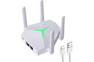 AC1200 WiFi Range Extender, USB Dual Band 5GHz/2.4GHz WiFi Repeater with 3 Modes & 2 Ethernet Ports Cover up to 12000 Sq.ft, 