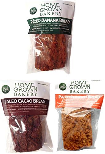 Paleo Bread, Banana, Cacao & Pumpkin Sampler, Home Grown Bakery, 3.5 Oz Each