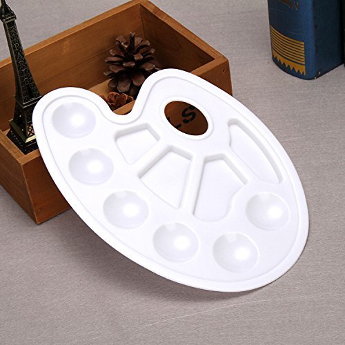 Morkia 3 Pcs Paint Palettes, Oval Watercolor Artist Paint Tray Palettes with Thumb Hole, Perfect for Acrylic, Oil, Watercolor Paints and Paint Brushes, 10 Wells