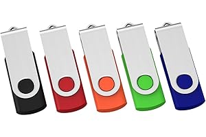 JUANWE 64GB USB Stick USB 3.0 Flash Drive 5 Pack Thumb Drive USB Memory Stick Jump Drive Swivel Design Pen Drive Bulk USB Key