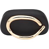 RomanticDesign Women Vintage Evening Clutch Box Bag Metal Decor Handle Crossbody Purse for Party Wedding Prom, Black