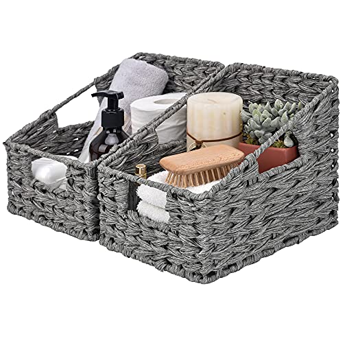 GRANNY SAYS Wicker Basket with Handles, Woven Trapezoid Basket