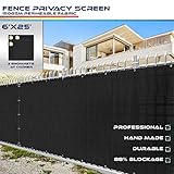 6' x 25' Privacy Fence Screen in Black with Brass Grommet 85% Blockage Windscreen Outdoor Mesh Fencing Cover Netting 150GSM Fabric - Custom