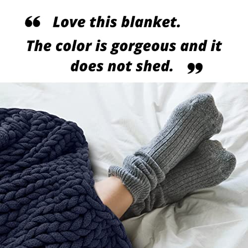 Navy Throw Blanket Chunky Knit Blanket Throw. Super Thick Warm & Cosy