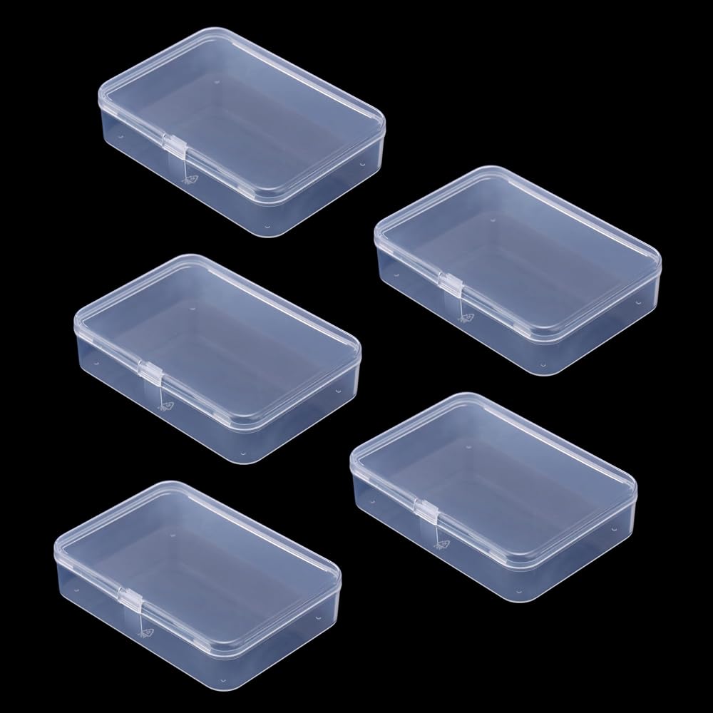 Aoktorkit 5PCS Square Transparent Plastic Organizer;9.1 * 5.9 * 2.5cm Rectangular Empty Mini Clear Plastic Storage Containers Box Case with Lids s for Small Item