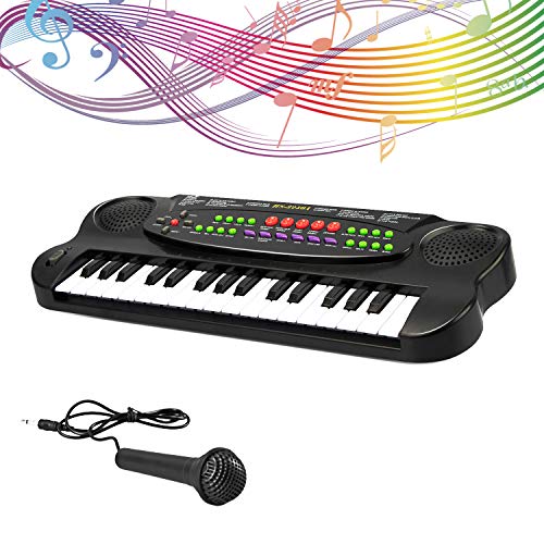 SAOCOOL Child Piano, 32 Keys Toy Piano Multifunction Electronic Kids Keyboard Piano Music Piano Keyboard for Toddler with Microphone (Black)