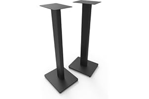 Kanto ST28 28” Universal Floor Speaker Stands for Bookshelf Speakers up to 30 lbs | Improved Sound | Hidden Cable Management | Timeless Design, | Pair | Black Steel w/Black MDF Base
