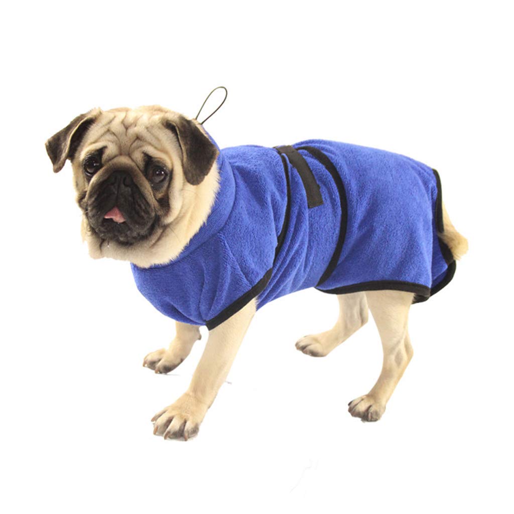 BbearT® Dog Bathrobe Microfiber Pet Bath Towels Super Absorbent Quick Drying For Cleaning Cats,Small Dogs (S: Back Length-35cm, Blue)