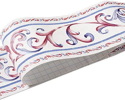 Floral Pattern Molding Peel Stick Wall Border for Home Decor Bathroom Kitchen,4 inch by 16.4 feet (Multi-Red)