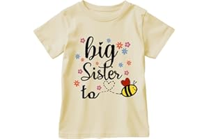 GEOYUNE Big Sister Shirt for Baby Girls Cotton T-Shirt Short Sleeve Tops Toddler Baby Announcement Tees Outfits 1-7 Years