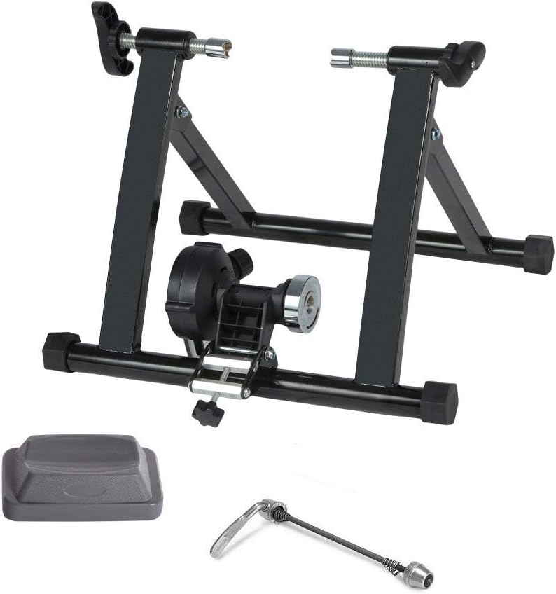 shamoluotuo Bike Trainer Stand Steel Bicycle Exercise Magnetic Stand with Noise Reduction Wheel Fluid Bike Indoor Trainer for Road and Mountain Bike Home Exercise Gym